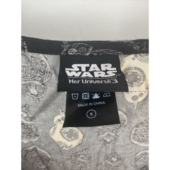 Her Universe Black Star Wars Rayon Space Galaxy Jumsuit Romper Size Small - Picture 2 of 6